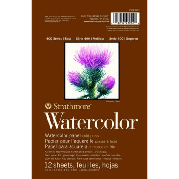 Strathmore 400 Series Watercolor Pad 5.5X8.5 inch 12 pgs inch 15 sheets